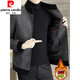 Pierre Cardin Herbst- und Winterjacke Herrenjacke plus Samt verdickte mittelgroße und kurze Style-Wollmantel-Gelderel-Wollgrau-Baumwolle 836 Dicked XL (135-145jin [Jin gleich 0,5 kg])