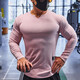 Lutielang fitness clothes sports T-shirt bottoming shirt men's long-sleeved elastic quick-drying muscle training running top sky blue L