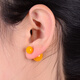 Fat Donglai's same style beeswax earrings for women amber chicken oil yellow old honey earrings S925 silver red blood amber round beads double-sided yellow beeswax 8mm round beads silver earrings