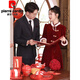 Pierre Cardin Official New Chinese Style Toast Wear 2025 New Bride Autumn and Winter Wedding Red Engagement Dress Skirt Women Winter Plus Velvet Burgundy Flagship Model-Flagship Model M Flagship Model-Flagship Model
