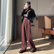 
Fashimu 2024 Autumn and Winter velvet thickened woolen wide-leg pants for 2024 small straight floor high-waisted casual pants for women 6636 gray velvet small one S Suggestion 91-102Jin [Jin equals 0.5 kg]