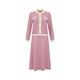 Dema Shi New Gentle Lady Style Knitted Suit Pink Top A-Line Skirt Two-piece Set for Women Pink XL
