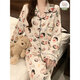 Traumiger Pyjamas mit Brustpolster für Frauen im Frühling und Herbst Baumwolle süße Cartoon Japaner Buntstift Shin-Shiba Langarmer Sommeranzug Hauskleidung Langarmed #A724 Kätzchen [mit Brustpolster] 160 (M)