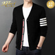 MHEF Light Luxury Herren Stricker Strickjacke Frühling und Herbst Wolle Jacke Solid Color V-Neck Pullover Herren Outerwear Trendy Herbst Top Black S 165