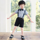 
GOKU Boy Host Dress Summer Children's Small Suit Set Flower Girl British Style Overalls Performance Suit Kindergarten Blue 120 Recommended Weight 37-43 Jin [Jin equals 0.5 kg]