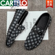 
CARTELO 2025 new shoes trendy bean shoes men's trendy Korean style summer men's lazy shoes casual driving soft sole leather shoes white 9851 39