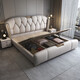 Jian Xin Einfache moderne leichte Luxus -Lederbett Doppelbett 1,8 Meter 2 Meter Hochzeitsbett Hauptschlafzimmer Queen -Bett 3532