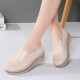 Sula Shepinyuan Mom's Shoes Women's 2023 Summer Korean Style Middle-aged and Elderly Large Size Women's Shoes Rocking Shoes Thick-soled Wedge Platform Shoes Beige 37