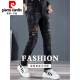 
Pier Cardin printed versatile embroidered jeans men's pattern personalized hot diamond trendy embroidery fashion brand Korean slim pants A689 black 31