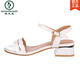 Pics de bois sandales blanches pour femmes 2025 Nouvelles chaussures de femmes polyvalentes en cuir authentique en cuir doux semelle de mère confortable blanc Q683-3 cm 34