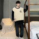
Pajamas men's autumn and winter flannel thickened warm round neck cartoon students among teenagers loose men's home clothes WYEX3887 L (recommended 90-115 Jin [Jin equals 0.5 kg])