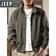 JEEP SPIRIT jacket men's 2025 autumn and winter American retro velvet workwear handsome stand-up collar casual trendy brand pilot jacket military green model regular XL suitable for weight 135-150Jin Jin equals 0.5 kg
