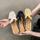 
Xier slippers for women wearing summer anti-slip flat-soled fashion home sandals fairy little fragrant pearl flip-flop beach sandals French small fragrant slippers khaki color [37]