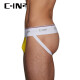 C-IN2 Nuevos pantalones redondos para hombres Spandex de algodón cómodos sexy de cinta doble de cintura baja y expuesta de cintura baja y expuesta Amarillo 702-1 l Adecuado para 2 pies 7-2 pies 7 cintura (34-36 tamaños)