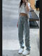Langwei Feray light blue splashing jeans for women new American retro high waist loose straight pencil pants/small feet 13555 light blue S
