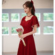
Lankaroni Lankaroni toast suit bride can wear wedding engagement dress return small evening dress lace burgundy medium length S