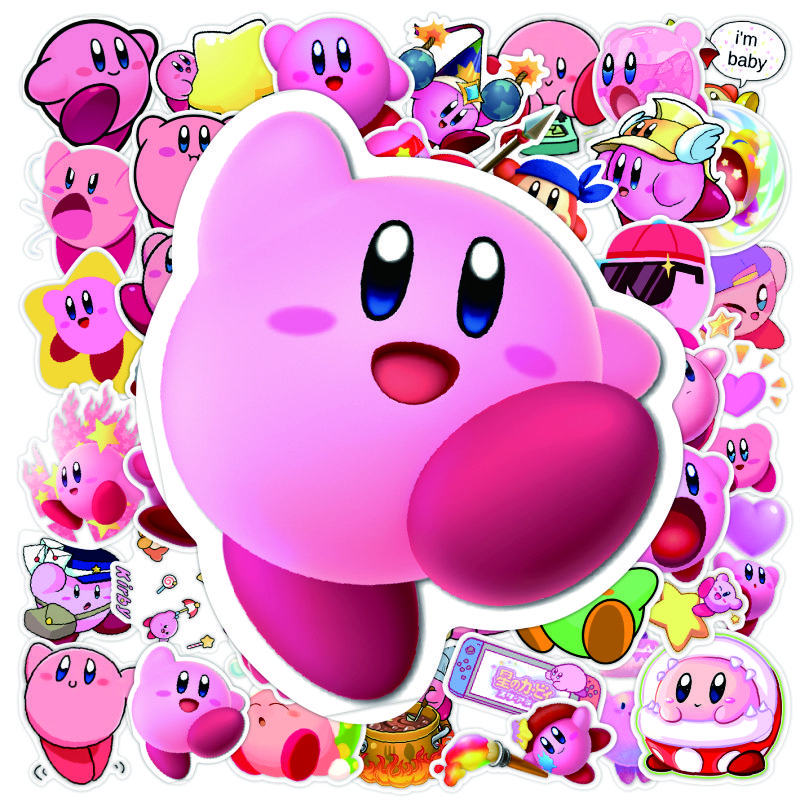 Cute Star Kirby Stickers Cartoon Mobile Phone Stickers Tablet Water Cup Handbook DIY Small Stickers Waterproof Stickers Randomly 20 sheets