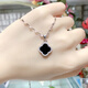 YaoYiZun black four-leaf clover sterling silver necklace women's 2025 new light luxury niche high-end sense gift for wife's birthday box chain four-leaf clover necklace