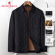 MONTAGUT Jacket Autumn and Winter Men's Lapel Sheep Wool Filled Diamond Check Cotton Jacket Cotton Warm Black 52