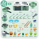 Yunya Children's Kitchen Toys Simulation Stove Set Cooking Play House Full Set Boys and Girls Baby Stove Stove Cooking Kitchen Cooking 4 in 1 52-piece Set Green