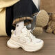 
Huili women's shoes thick-soled dad shoes women's breathable versatile trendy shoes retro casual shoes J841Z beige 39