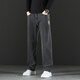 Romon 2025 Nouveau jean gris haut de gamme d'été Spring and Summer Loose Loose Straight-leg élastique Contrôle long décontracté 703 Gris bleu Style mince + 702 Gris noir mince 38 Circonférence de taille 2 pieds 9 Convient pour 190 Jin [Jin équivaut à 0,5 kg]