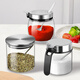 Nanluo seasoning bottle seasoning jar set seasoning box glass barbecue sprinkler bottle kitchen supplies household seasoning salt and pepper shaker 4 spring and autumn conical sprinklers + black label