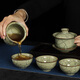 ROYHOYE Wangwu celadon complete set of exquisite hand-me-down Ge kiln kung fu small teacup tea set gift box set ceramic ice crack covered bowl Hand-me-down Ge kiln 10 pieces