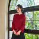 Bufu Bufu autumn new Chinese style long-sleeved red improved cheongsam top for women oriental simple luxury style Zhuying XL