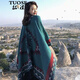 拓涩（TUOSE）羊绒围巾秋冬季新款民族风女士围巾加厚两用披肩外搭红色古风斗篷 腰果花黑色
