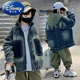 Disney (Disney) children's clothing, boys' autumn jackets, spring and autumn new models, medium and large children's boys handsome denim autumn hooded trend, retro color 130