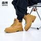Semir Martin Boots Herbst Herbst Neue dickdelste wasserdichte Wanderschuhe High-Top Retro Britische Schnee Rhabarber-Kampfstiefel Männer Curry Gelb (Männerstil) 40