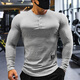 Lutielang fitness clothes men's long-sleeved sports T-shirt tights quick-drying elastic breathable training bottoming shirt autumn and winter gray XL