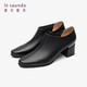 Laersdan [Paris Hour] British retro temperament thick heel naked boots versatile women's boots 5T54702 black BKK 36