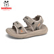 BOBDOG boys' shoes, children's sandals, summer style, boys' fashionable Velcro open-toe sandals, non-slip, lightweight beach shoes, trendy TS6004 light brown 27, inner length 17cm