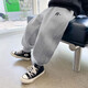Zuoxi Boys' Velvet Pants Sweatpants 2025 Autumn and Winter New Children's Large and Medium-sized Children's Trousers Gray 130