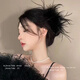 Danqin Super Immortal Ostrich Feather Hairpin Clip Large Back of the Head New Hair Shark Advanced Clip Hairpin Headgear Black Feather 13cm High-end Mainstream Color