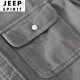 JEEP SPIRIT日系复古纯棉衬衣灯芯绒外套男士春秋季薄款休闲衬衫工装上衣服潮 YY-9755黑灰色 M