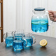 Su's ceramic high borosilicate glass large capacity cold water kettle, juice kettle, cold water cup, glass cup, mountain kettle, gradient blue, one pot, four cups