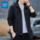 Jeanswest veste décontractée printemps et automne nouveau style 2025 veste à la mode veste à capuche simple veste polyvalente hommes 6628 Gris foncé [printemps et automne] 3xl