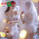 Fat Donglai's same Valentine's Day gift wedding dress is fun and focused on high quality. The bride's gown is hot on the bed. White wedding dress. Veil + suspender skirt + armbands*2+