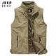 
JEEP SPIRIT vest men's spring and autumn new solid color vest jacket men's photography breathable windproof warmth and thin jacket black 3001 L (recommended 115-130Jin [Jin equals 0.5 kg])