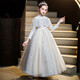 G.duck girls high-end light luxury niche dress autumn and winter children host piano playing birthday flower girl wedding dress princess dress 5935 champagne follow with crown 140 cm