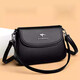 Kangaroo genuine leather small square bag women's bag 2025 new fashion versatile shoulder crossbody bag middle-aged mother bag soft leather small bag trendy black