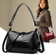 
North Fox Mom Handbag Bag Women's Large Capacity New Crocodile Pattern Patent Leather Women's Bag Middle-aged Women's Leather Bag One-Shoulder Crossbody Bag zw9922 Blue
