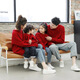 BUBBLE ORANGE parent-child autumn and winter sweater red festive New Year and Spring Festival sweater for a family of three and four to take photos as a family outfit burgundy family outfit L size for parents (recommended height 165-175cm)