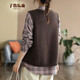 Zimu cotton and linen autumn clothing for women Korean style versatile knitted vest V-neck loose retro vest vest top 9925 coffee color one size (recommended 95-140Jin [Jin equals 0.5 kg])