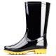 Pull back men's medium-high rain boots, rubber boots, overshoes, waterproof shoes, black medium-high 42