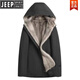 JEEP SPIRIT海宁男士派克服水貂皮草衣中长款尼克服貂皮内胆大衣连帽外套 卡其内胆连帽款 4XL 150-170斤