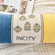 Jingshengshu New Chinese sofa head pillow cylindrical long strip pillow cushion Chenille candy pillow cylindrical foot pillow strip green plus yellow 15x50cm only pillow case without core